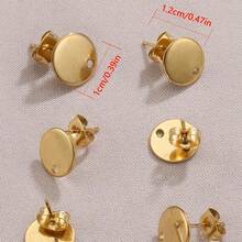 10Pcs Gold Stainless Steel Round Ear Studs For DIY Earring Base Jewelry Making With Holes Pendant Earring Accessories - Earrings - View 2