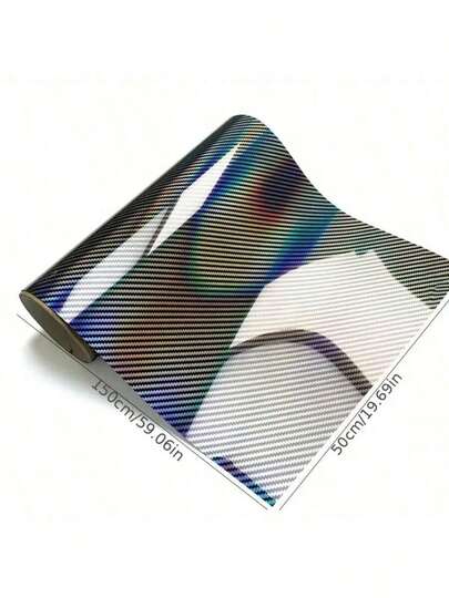 1 Roll 9D Laser Silver Carbon Fiber Car Wrap Film, 3D Laser Carbon Fiber Chameleon Film, Multi-Purpose PET Car Interior Decoration Film, Scratch-Resistant Paint Protection