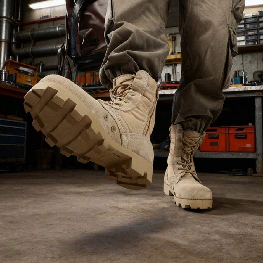 Men's Practical Tactical Boots | Dual-Layer Suede Leather 41-46 | Thick Anti-Slip Rubber Sole, Street Fashion - Khaki - View 1