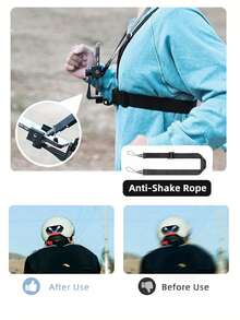 Kit de suporte de telemóvel com correia de peito ajustável, suporte de peito versátil para telemóvel para gravação POV/Vlog, pesca, ciclismo, suporte de câmara corporal, arnês de transmissão ao vivo ao ar livre, compatível com iPhone etc., acessórios para telemóvel, equipamento de filmagem - Preto - Ver 7