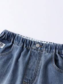 Annil [Pure Cotton] Boys' Mid-Blue Denim Jeans, New Spring Style, Fashionable Loose Fit - Medium Blue Jeans - View 4