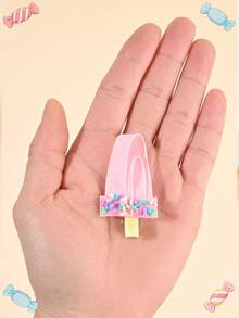 2pcs Pink Fabric Ice Cream Hair Clips,Candy Accessories Hairpins,Sweet Hair Barrettes For Girls Teens Friends Daughter Daily Summer Party Gifts - Pink - View 4