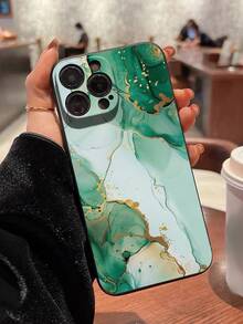 绿色琥珀大理石纹穿孔直边黑色喷漆防摔手机壳，兼容 17 Pro/17 Air/17/17 Pro Max/16/11/16 Pro/16 Plus/16 Pro Max/16 e/15 Pro Max/13/14/12/XS/XR/7G/8P，兼容三星 Galaxy 11/12 Pro/12/12 X/13 Pro/14 Pro/15 Pro，兼容红米 10/9/Note9/12c/Note11 Pro/Note8 Pro - 黑色 - 查看 3