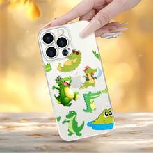 Funda de teléfono con diseño de cocodrilo, compatible con Samsung, Apple, VIVO, OPPO, , Transsion, ,  y Honor. Fabricada en TPU, ofrece protección a prueba de golpes y caídas. Un regalo ideal para familiares y amigos. - transparente - Ver 5