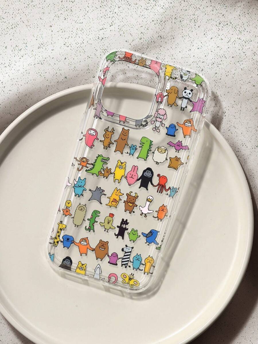 Hand In Hand Animal Print Clear Case Compatible With IPhone 13/11/17/17pro/16/14/15/15pro/15 Plus/15 Promax/7plus/8plus/X/Xs Max/Xr/11pro/12pro/13pro/14pro/12mini/13mini/11promax/12promax/13promax/14promax/14plus/17pro Max/17Air/6/6s Plus/7/8/16Pro/16plus/16promax/Se2/17promax&Compatible With Samsung Galaxy/A54/A14/A12/A13/A15/A32/A33/A24/A52S/S20/S21/S22/S23/S24/S23Plus/S24ultra/S25/A15/A33/A23 - Multicolor - View 1