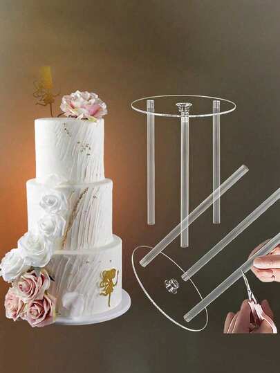 一套4/6/8/10/12英寸蛋糕支撑架，多层蛋糕支撑垫，透明支撑架，交错悬挂式蛋糕装饰用品，圆形蛋糕支撑架，多层蛋糕架垫，适用于婚礼、节日派对和生日蛋糕