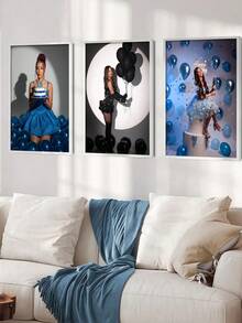 3幅/套定制帆布画，个性化无框海报，温馨有框帆布墙画，适合母亲节、结婚纪念日、父亲节、毕业典礼、卧室装饰、可定制礼物、墙画、送给闺蜜、家人、男友、女友、家人、爱人、朋友的生日礼物 - 彩色 - 查看 7