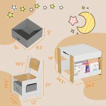 Mesa de Actividades Infantil de 1 Metro en MDF con Tres Compartimentos y Estante Integrado - Estación de Juego y Aprendizaje Duradera y Espaciosa para Niños - Blanco - Ver 9