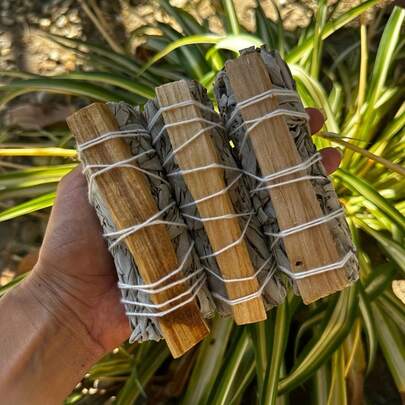 白鼠尾草和圣木熏香棒，家居装饰、家居净化、水晶净化、节日礼物、装饰性熏香棒