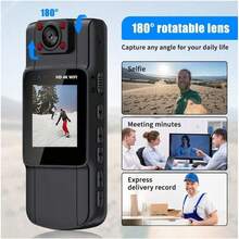 1pc Mini Wearable 4K Ultra HD Body Camera, 180° Rotatable Lens, Night Vision, IPS Display, USB Charging, 180° Wide Angle, Necklace Clip Design, Suitable For Travel, Cycling, Outdoor Adventure, Work And Daily Life Recording - Mini Portable Body Cam - Black - View 7