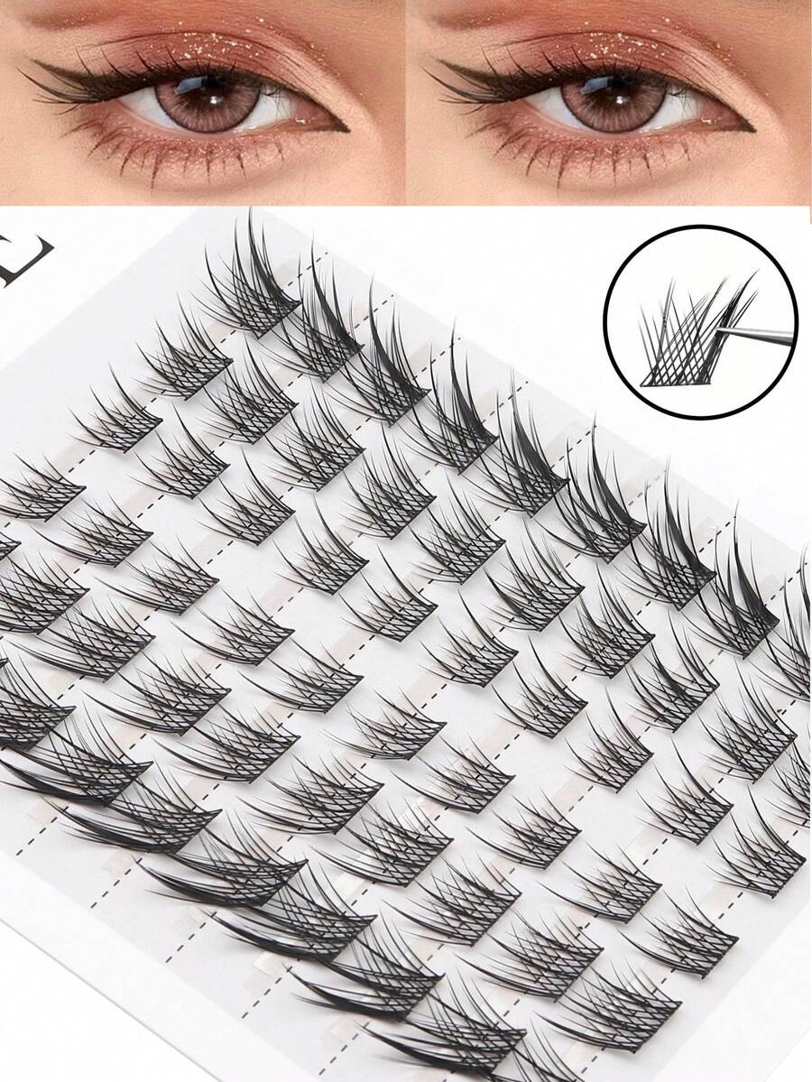 60 C-Curled, Voluminous Lashes, 10-13 Mm In Length, Mixed Lengths, Creating A Natural Fox-Eye Effect. Suitable For DIY Lash Extensions, Naturally Lengthening Lashes, And Cat-Eye Lashes. - C - 查看 1