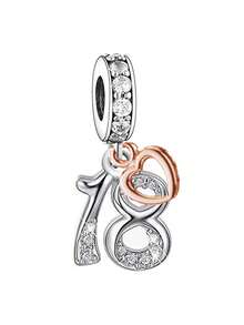 925 Sterling Silver Minimalist Heart Shaped Numeric Pendant, Unisex Birthday Gift - Silver - View 16