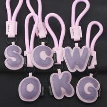 1pc Creative PU Leather 26 English Letter Keychain Pendant, Minimalist Couples Car Bag Key Chain Accessory Gift - Multicolor - View 6