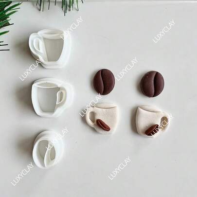 Coffee Bean Cup Polymer Clay Cutter Food Series Shaped Mini Clay Molds Clay Cutting Molds Tools For Earring Jewelry Decoration Making