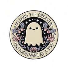A Fashionable And Creative Personalized Brooch Badge, Featuring Cute Cartoon Ghost And Floral Patterns With Enamel Metal Finish, A Fun Letter Halloween-Themed Accessory Brooch. - QHXZ3772 - Xem 6