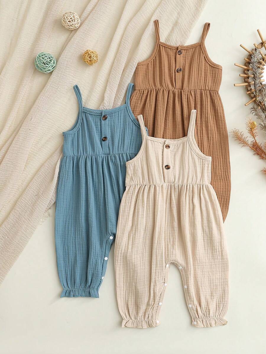 Bộ áo liền quần không tay mùa hè cho bé gái, áo liền quần cotton thoải mái cho kỳ nghỉ, bộ đồ chơi nhẹ nhàng. - Nhiều màu - Xem 1