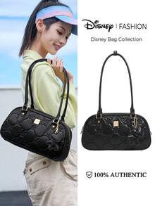 Disney Bolso de bolos acolchado con estampado de corazón en colaboración auténtica de Mickey Mouse - Uso dual como bolso de mano y de hombro - Multicolor - Ver 14