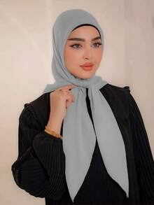 1pc Modest Solid Color Breathable Muslim Women's Square Headscarf, Spring/Summer - Multicolor - View 14
