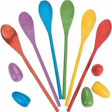 1pc Wooden Spoon Egg Racing Game Set, Wooden Balance Spoon Easter Egg Racing Game Set, Outdoor Lawn Game, Easter Gift, Halloween Gift, Christmas Gift - Multicolor - View 9