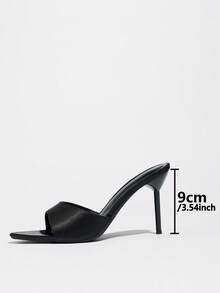 Giày sandal cao gót mũi nhọn cho nữ, dép bít mũi thoáng khí mùa hè, sandal cao gót màu đen thanh lịch, thoải mái với khóa cài, kiểu dáng giản dị, gợi cảm. - màu đen - Xem 5