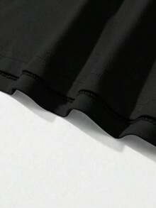 Men's Minimalist Heart Print Round Neck Short Sleeve T-Shirt, Summer - màu đen - Xem 4