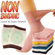 (Knee Pad & Elastic Sock Set) 5 Pairs Unisex Compression Leg Warmers, High Elastic Fabric, Diabetic Leg Warmers, Extra Wide Leg Warmers; 1 Pair Moxibustion Knee Pads, Unisex, Elastic Warm Wool Moxa Compression Knee Pads - Multicolor - View 2