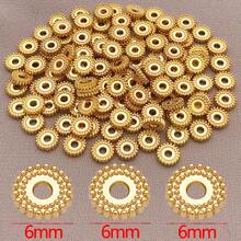 30颗18K镀金隔珠，圆盘形，扁平金属散珠，工艺珠，适用于手链、项链、首饰制作、DIY工艺品，6毫米 - 彩色 - 查看 8