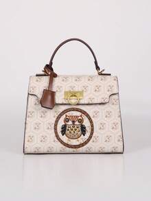 2026 New Retro Owl Print Patchwork Women's Handbag, Niche Design Luxury Chain Shoulder Bag, High-Quality Hardware, Large Capacity Commuter Versatile Tote Bag, Elegant Maternity Bag - Multicolor - View 14