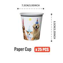 Bộ đồ ăn dùng một lần 25 món chủ đề cún con dễ thương, bao gồm đĩa, khăn ăn, cốc, thích hợp cho sinh nhật, đám cưới, tiệc tùng, dã ngoại gia đình. - Nhiều màu - Xem 7