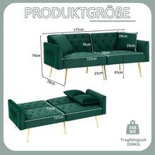 Sofa Bed Mattress - Green + Velvet - View 5