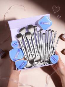 MAANGE 18pcs Makeup Brush Set Includes 13 Double-Ended Brushes + 5 Makeup Sponges, Gift Box, Blush Brush, Powder Brush, Eyeshadow Brush, Concealer Brush, Highlighter Brush, Eyebrow Brush, Lash Brush, Lip Brush, Nose Contour Brush, Travel Makeup Brush Set Gift For Women & Girls,Giveaways,Professional Makeup Brushes,Complete Makeup Set - Multicolor - View 13