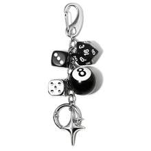 1pc Premium Asymmetrical Black Billiard Ball, Dice, Snooker Keychain, Phone Charm, Versatile Accessory - Multicolor - View 6