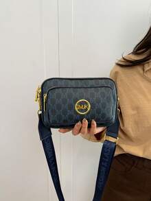 Tas Bahu Persegi Klasik Terbaru Serbaguna Warna Solid Bahan PU Tahan Air dengan Desain Quilting Berlian dan Dekorasi Logam Bergaya Retro - Biru - View 5