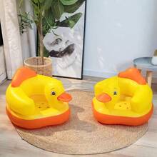 1pc Baby Sitting Chair, Foldable Inflatable Safety Anti-Fall Sofa Dining Chair, Infant Bathing Stool Toy, Suitable For Daily Use - Yellow - View 8