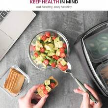 32-Piece Glass Food Storage Containers (16 Glass Bowls + 16 Lids) With Upgraded Snap Locking Lids – Airtight Lunch Containers, Suitable For Microwave/Oven/Refrigerator/Dishwasher (Gray) - Xám - Xem 10