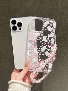 1pc Transparent Shockproof Phone Case With Rabbit & Heart Pattern, Compatible With IPhone 17/16 Pro Max, 11/12/13/14/15 Plus, XR/7/8 Plus, With Starry Lanyard, Great For Valentine's Day & Friendship Gifts - Clear - View 4