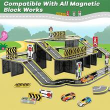 3-6 Years Old Kids Magnetic Road Magnetic Crane Car Toy Magnetic Building Blocks Creative Educational Toy, Birthday Gift - Set - View 1