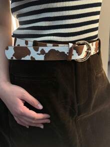 1pc Bohemian Cow Print Fringed Women's Belt, Suitable For Cowboy Rodeo, Paired With Jeans, Dresses, Casual Wear, Parties, Music Festivals, Alternative Cowgirl Style - Multicolor - View 8