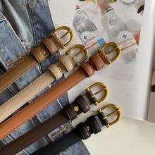 New Exquisite Retro Belt Women's Leather High-End Soft Leather Thin Belt Jeans Belt Student Korean Belt Women - 咖啡 - 查看 5
