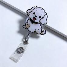 Retractable Badge Reel - Acrylic Clip For Nurses, Doctors And Medical Students - Fun Office Accessory, Dog Design - Clear - View 2