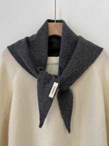 1pc 100% Wool Triangle Scarf, Women's Headscarf, Knitted Scarf, Multi-Functional Warm Knitted Scarf, Winter Scarf, Autumn Accessory. Suitable For Dates, Casual And Formal Occasions, A Versatile And Fashionable Accessory. - Beige - View 10