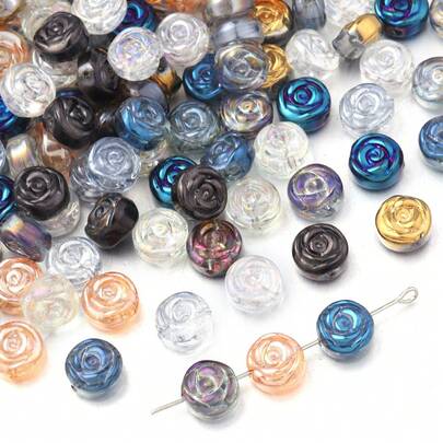 20 st 10 mm färgglada roskristallglasdistanspärlor, galvaniserad färg, gör-det-själv-smyckesmaterial för halsband, armband, örhängen, högtider och födelsedagspresenter