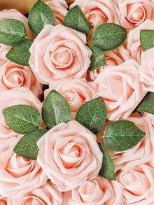 27 قطعة من الزهور الاصطناعية، وردات رغوية بطول 9.05 بوصة مع سيقان وأوراق خضراء، للاستخدام في صنع باقات الزهور، ديكور المركز، ديكور الزفاف، ديكور الحفلات الخارجية، ديكور الغرف/المنزل، ديكور الطاولات، ديكور أعياد الميلاد، ديكور عيد الحب - وردي - مشاهدة 2