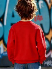 Disney Playful Mickey Mouse Red Circle Logo Sweatshirt, Boys' & Girls' Retro Style Loose & Versatile Warm Top - Đỏ - Xem 2