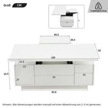 Modern Coffee Table With Double Lifting Mechanism And Concealed Storage Space – Load Capacity Up To 50 Kg - White - View 3