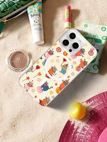 1pc Cream Circus Cats Pattern Clear Magnetic Acrylic Phone Case 1800 Strong MagSafe Shockproof & Crystal Clear Design Holiday Gift For Girlfriend Or Self Use Compatible With IPhone 17 16 15 14 13 12 11 XSMAX XS X Series & Galaxy S Series & Galaxy A Series & Galaxy Z Series - 無色 - 查看 4