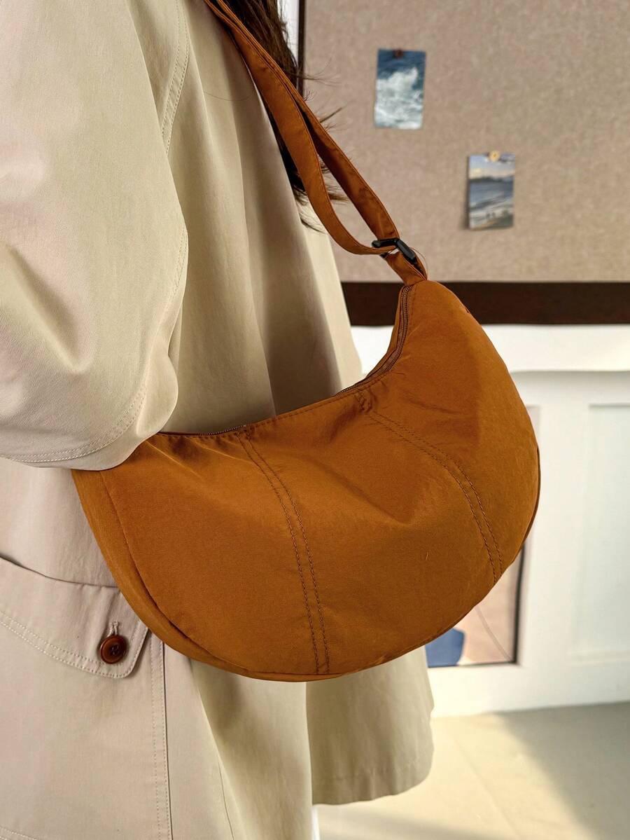 LECEY Unisex Sports Diagonal Shoulder Messenger Bag, Dumpling Shape, New Spring 2026 Collection - Brown - View 1