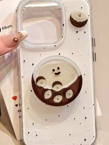 1个亚克力棕色椰子摇摇桌面手机支架，可折叠便携式气垫手机支架 - 彩色 - 查看 1