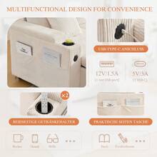 Modern 4-Personen-Samtsofa Mit Beidseitigen Chaiselongues, Integrated Stauraum, Getränkehaltern, USB-Anschlüssen Und Ausziehbarer Schlaffunktion – Style Für Jedes Wohnzimmer.Beige - Beige + Corduroy + Foam + 4 Seat - View 11