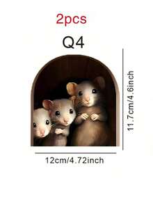 1个3D立体老鼠洞墙贴，可爱老鼠窥视设计，可移除PVC材质，适用于客厅、卧室、厨房、墙面装饰、房间装饰、家居装饰、圣诞装饰 - 彩色 - 查看 17